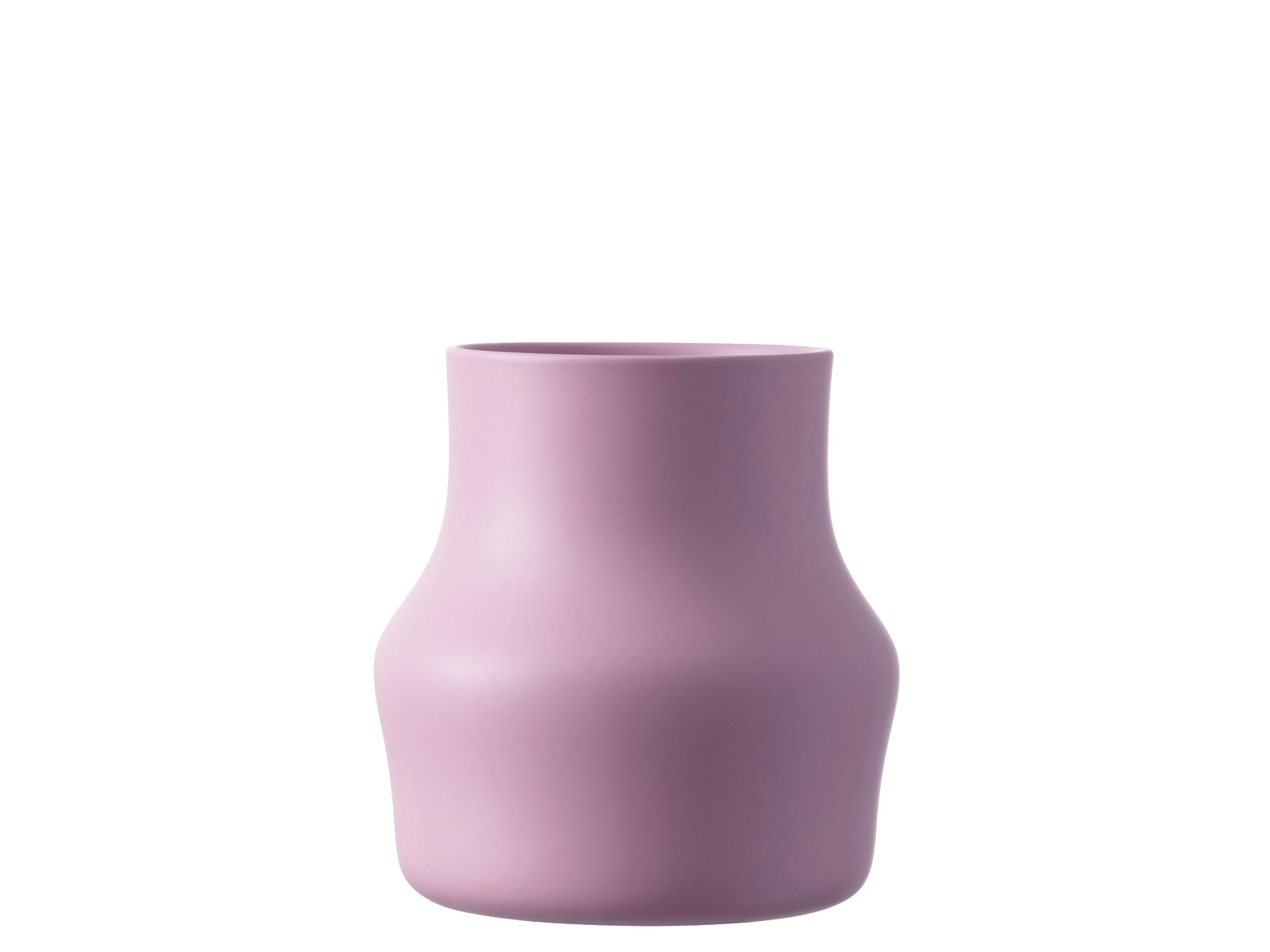Lilac ceramic vase with a silky surface and organic silhouette. Designed by Monica Förster
