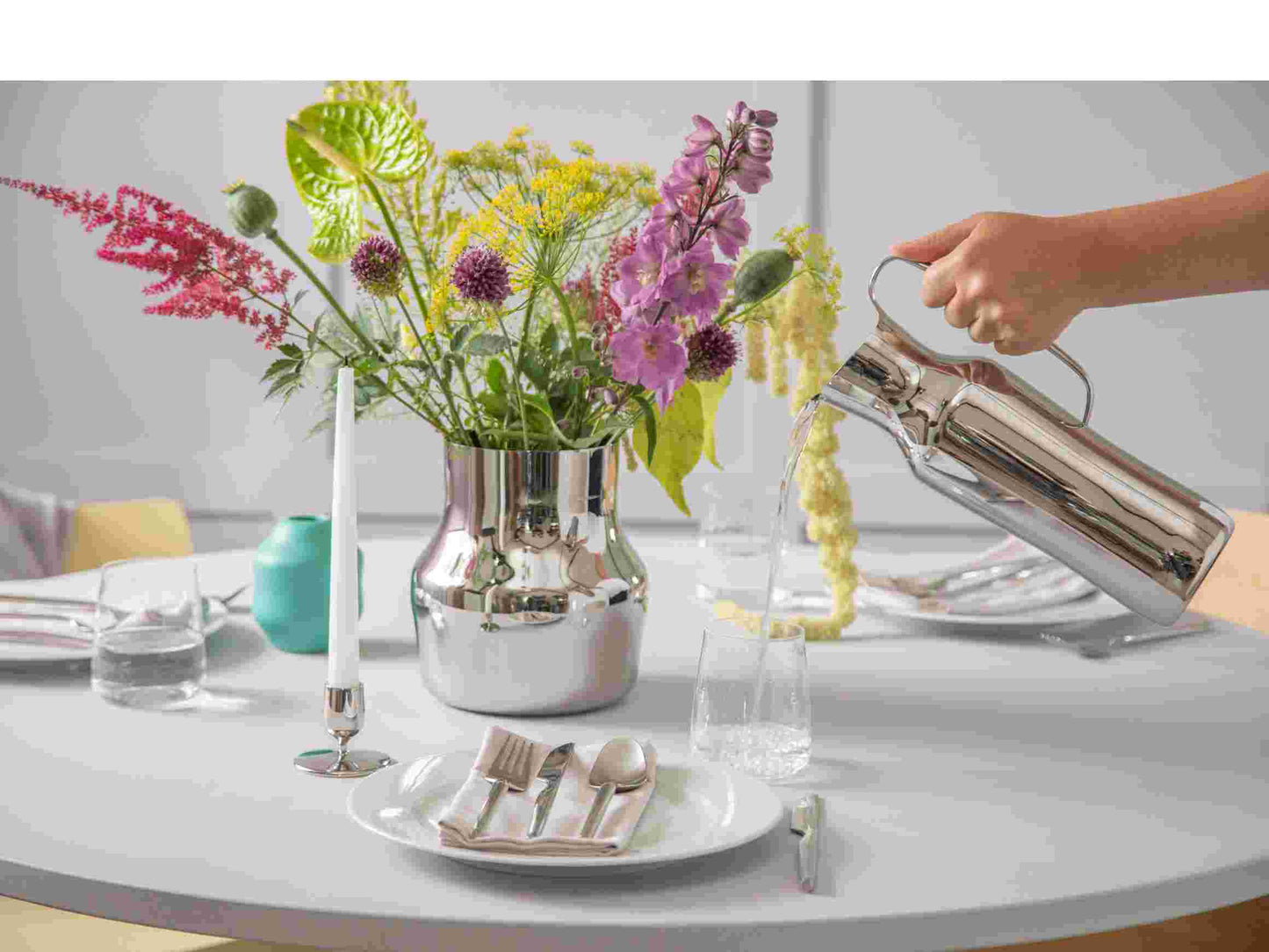 Dorotea Polished Steel Vase L