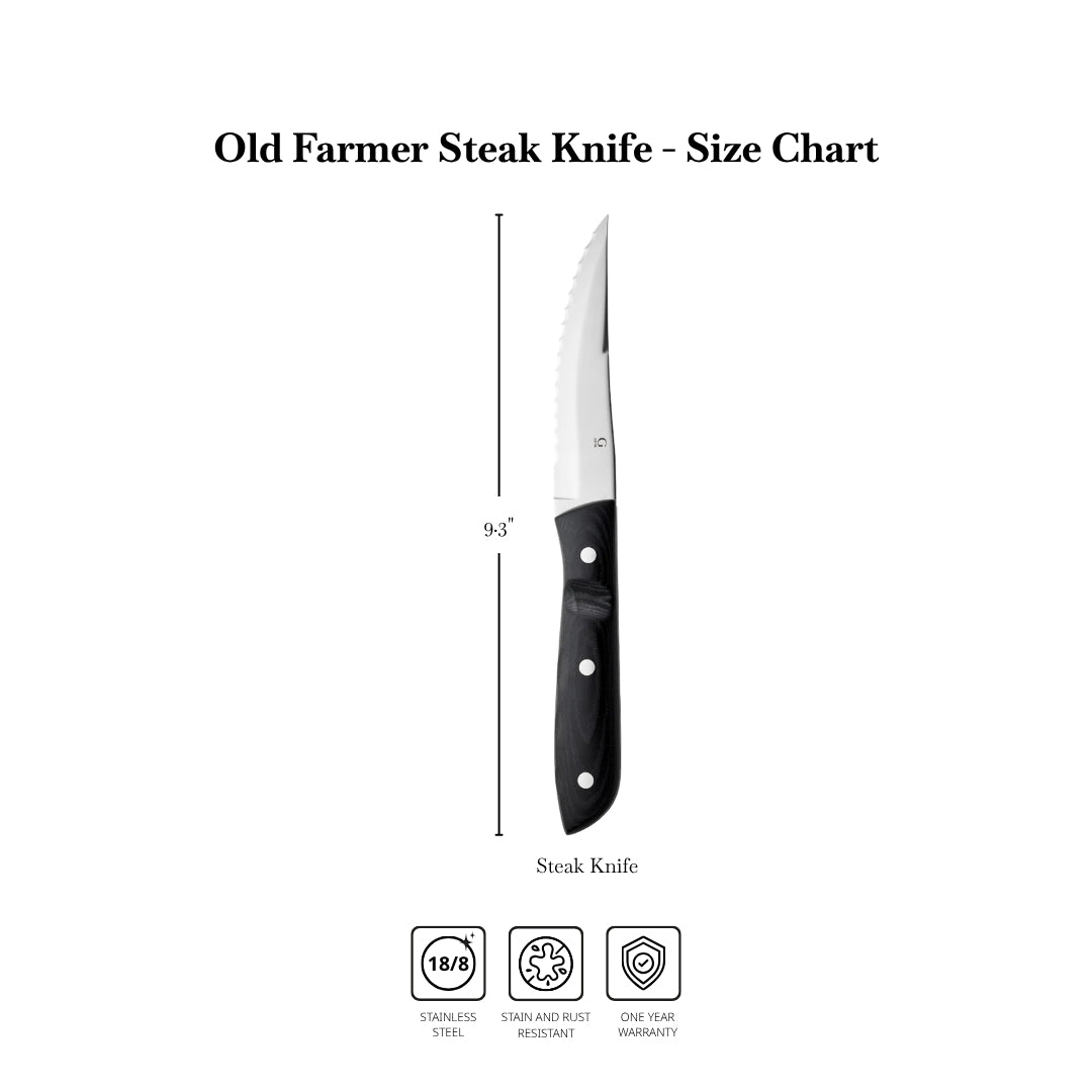 Old Farmer Micarta 4-Piece Steak Knife Set Classic Rosewood